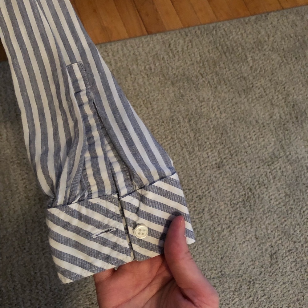 Light Blue Striped Button Down Blouse - image 3